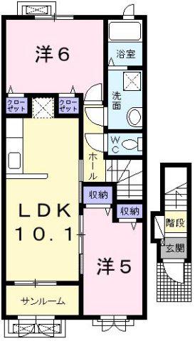 コッティ 眞馬(2LDK/2階)の間取り写真