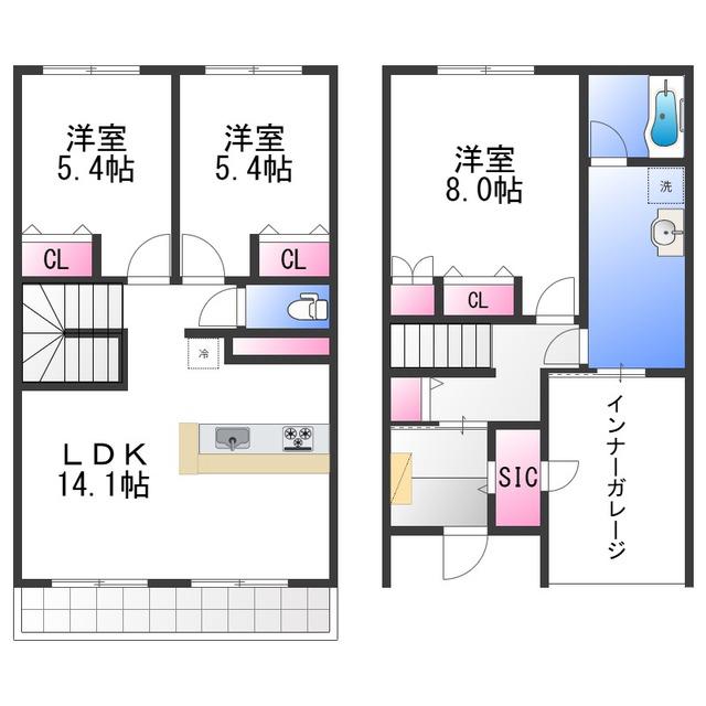 FELIZ松之浜(3LDK/2階)の間取り写真