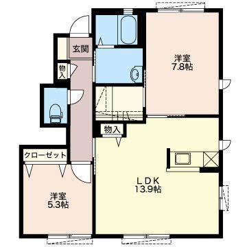 ブランシェ藤森A棟(2LDK/2階)の間取り写真