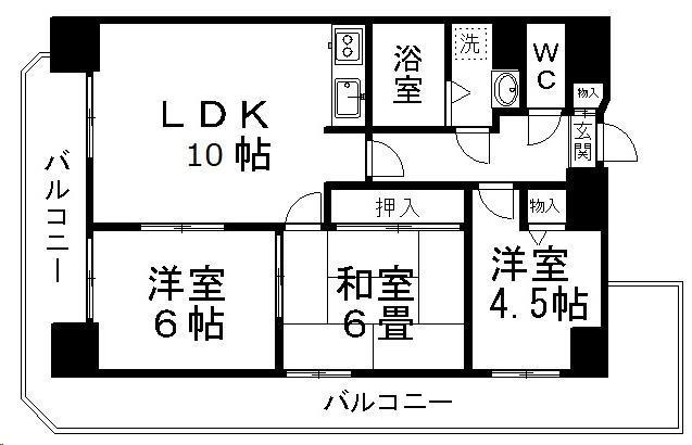 ベルビュー支倉(3LDK/11階)の間取り写真