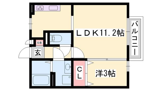 サンライズ城南(1LDK/2階)の間取り写真