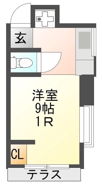 大橋アパート(ワンルーム/1階)の間取り写真