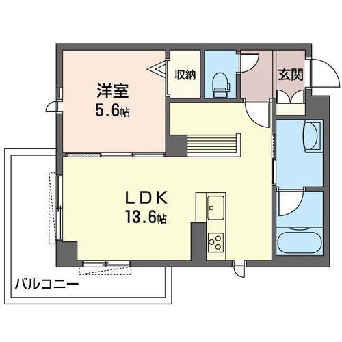 ポルト・ボヌール(1LDK/2階)の間取り写真