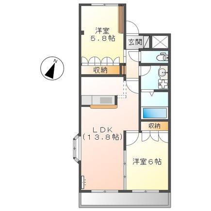 グランチェスタ サウス(2LDK/2階)の間取り写真