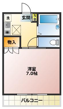 橋爪ハイツ第2(1K/1階)の間取り写真
