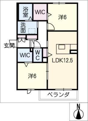 VIA SOLE(2LDK/1階)の間取り写真