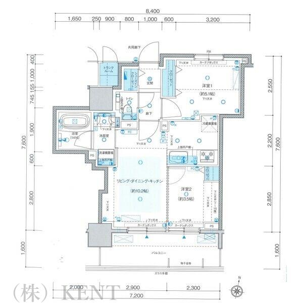 プレシス知事公館前ウエスト(2LDK/14階)の間取り写真