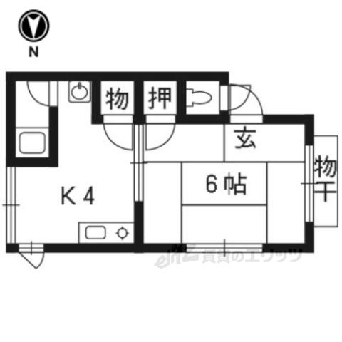 伊勢川ハイツ(1K/1階)の間取り写真