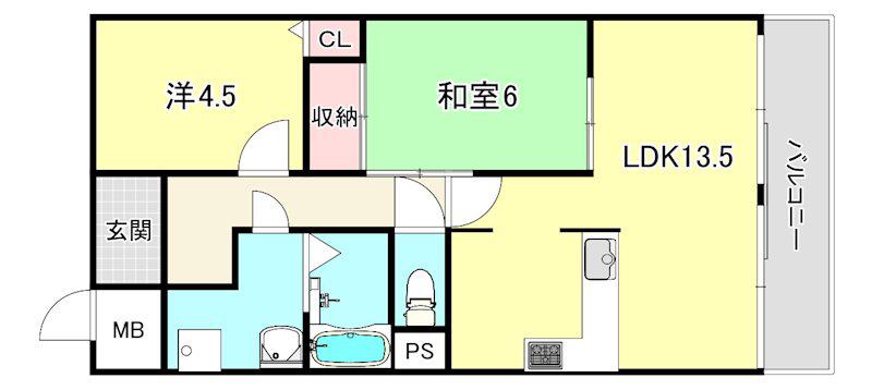 グリーンハウス大石(2LDK/3階)の間取り写真
