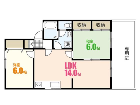 セジュール仁科C棟(2LDK/1階)の間取り写真