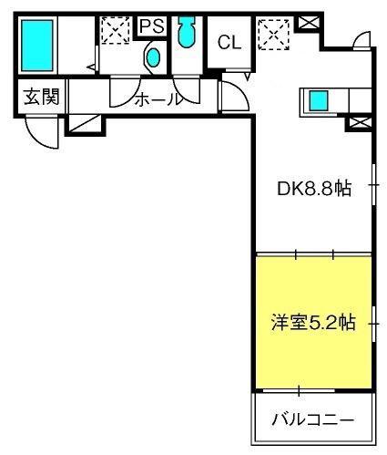 イーケータイズ(1LDK/1階)の間取り写真