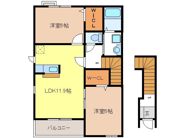 ブリッサC・D(2LDK/2階)の間取り写真