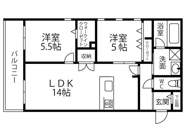 キルシュ ブリューテ 2(2LDK/4階)の間取り写真