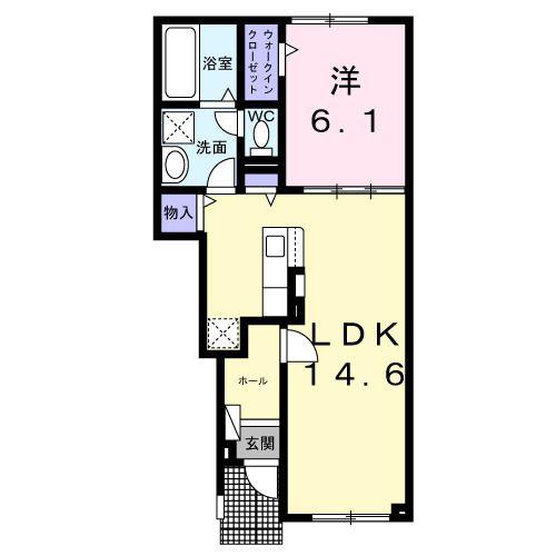 ヴェール(1LDK/1階)の間取り写真