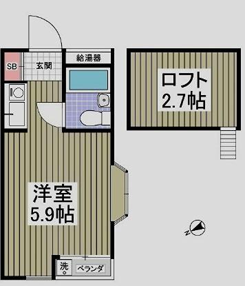 ブルーメヤツカ38(ワンルーム/2階)の間取り写真