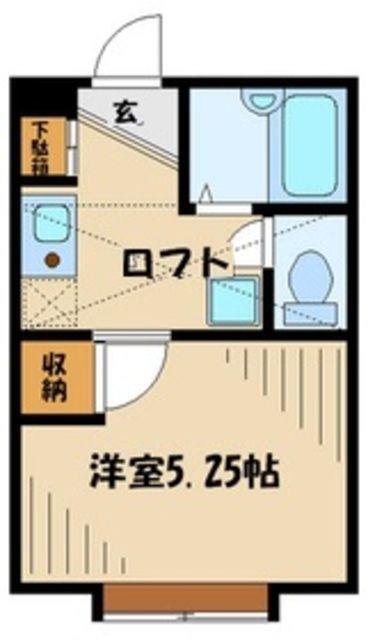 シャンベール南大沢(1K/1階)の間取り写真