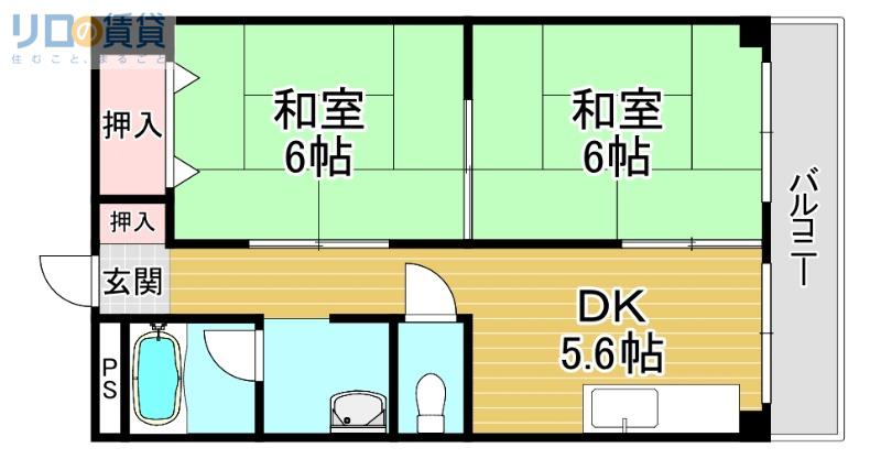 メゾン南江口(2DK/4階)の間取り写真