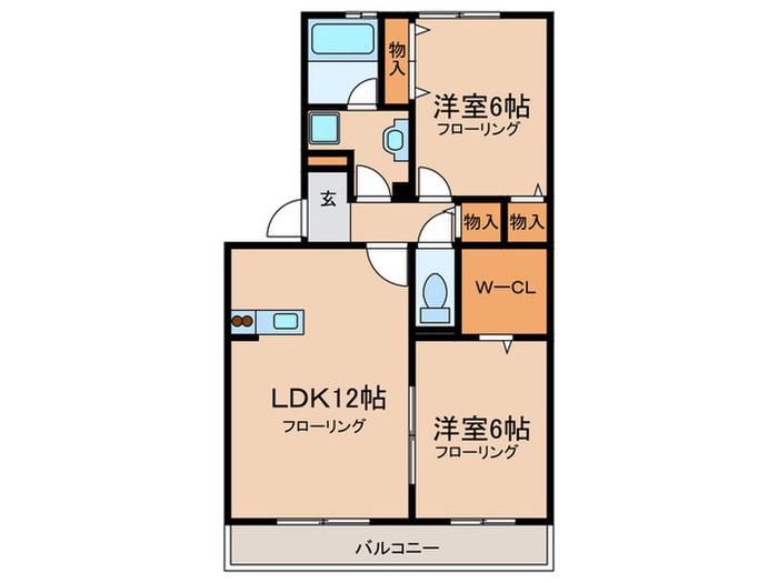 コモレビ大蔵F棟(2LDK/3階)の間取り写真