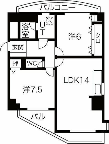 NYレジデンスいりなか(2LDK/5階)の間取り写真