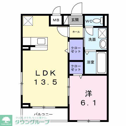 ソルス・おおたか(1LDK/2階)の間取り写真