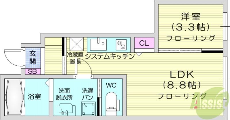 リバティコートH&M(1LDK/1階)の間取り写真