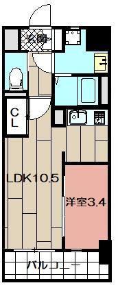 THE APARTMENT開(1LDK/4階)の間取り写真