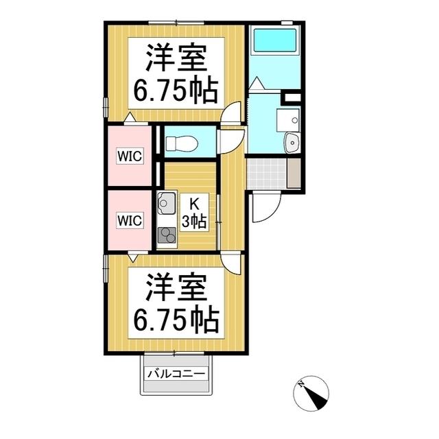 GRUN HEIM軽井沢(2K/1階)の間取り写真