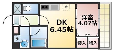 プレジオ布施EURO(1DK/6階)の間取り写真