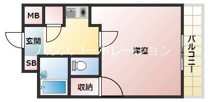 コモテリアK&M(1K/3階)の間取り写真