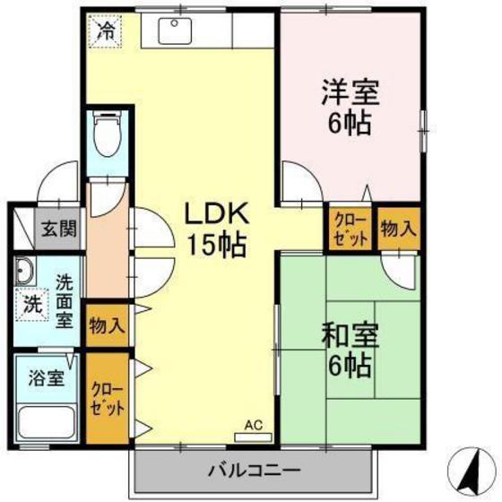 セジュール清水B棟(2LDK/2階)の間取り写真