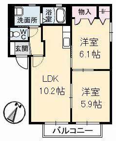 シャーメゾン K 参番館(2LDK/2階)の間取り写真