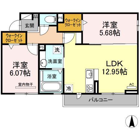 エスポワール星崎(2LDK/3階)の間取り写真