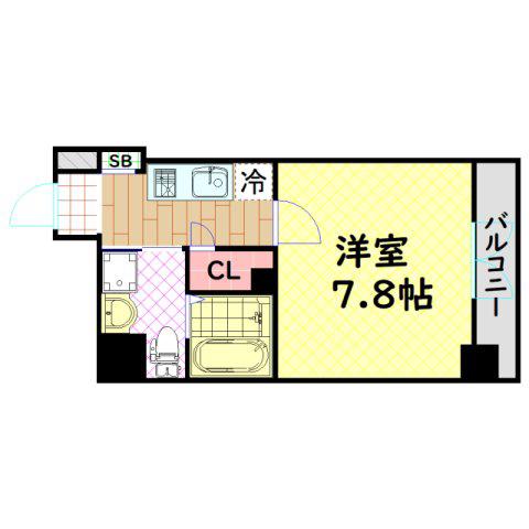 エグゼ難波南VI(1K/11階)の間取り写真