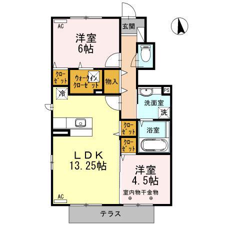 ルミエール ド エスポワール II(2LDK/1階)の間取り写真