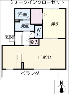 リバージュ A棟(1LDK/1階)の間取り写真