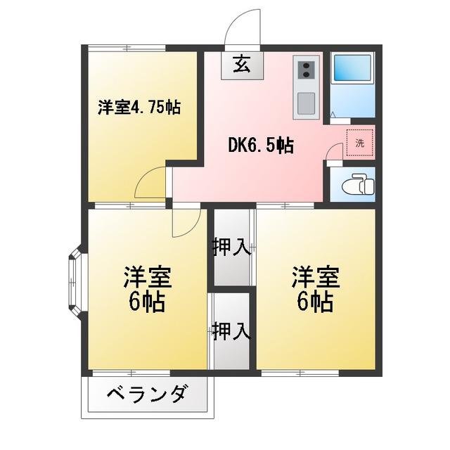 第5クレスト吉原(3DK/2階)の間取り写真
