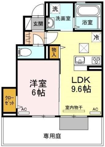 シャルマン・ホルツ(1LDK/1階)の間取り写真