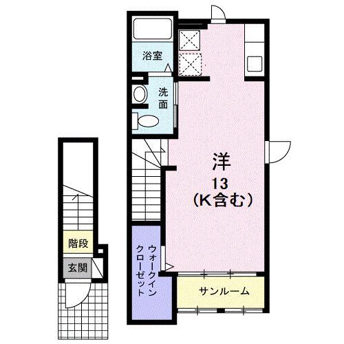 ラディア(ワンルーム/2階)の間取り写真
