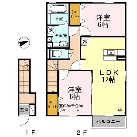 フローラ(2LDK/2階)の間取り写真