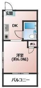 パシフィックヴィラ新森(1K/1階)の間取り写真