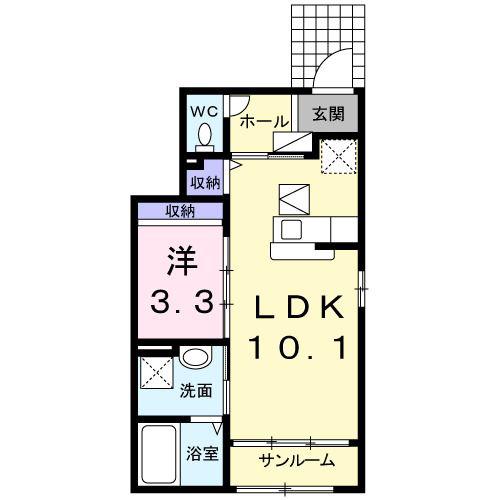 アプレンデールI(1LDK/1階)の間取り写真