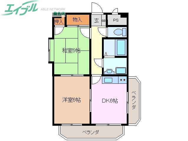 NEWエスポワール(2DK/3階)の間取り写真