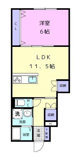 グランニエル(1LDK/1階)の間取り写真