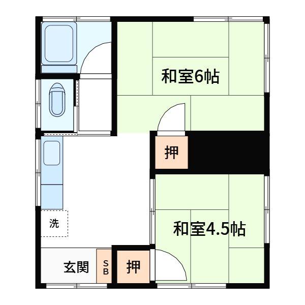 寺澤南小岩アパート(2DK/1階)の間取り写真