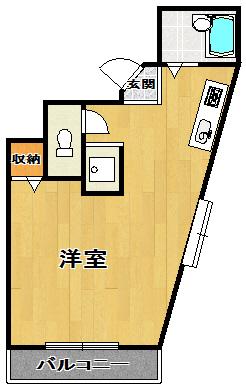 フローラ川内(ワンルーム/3階)の間取り写真