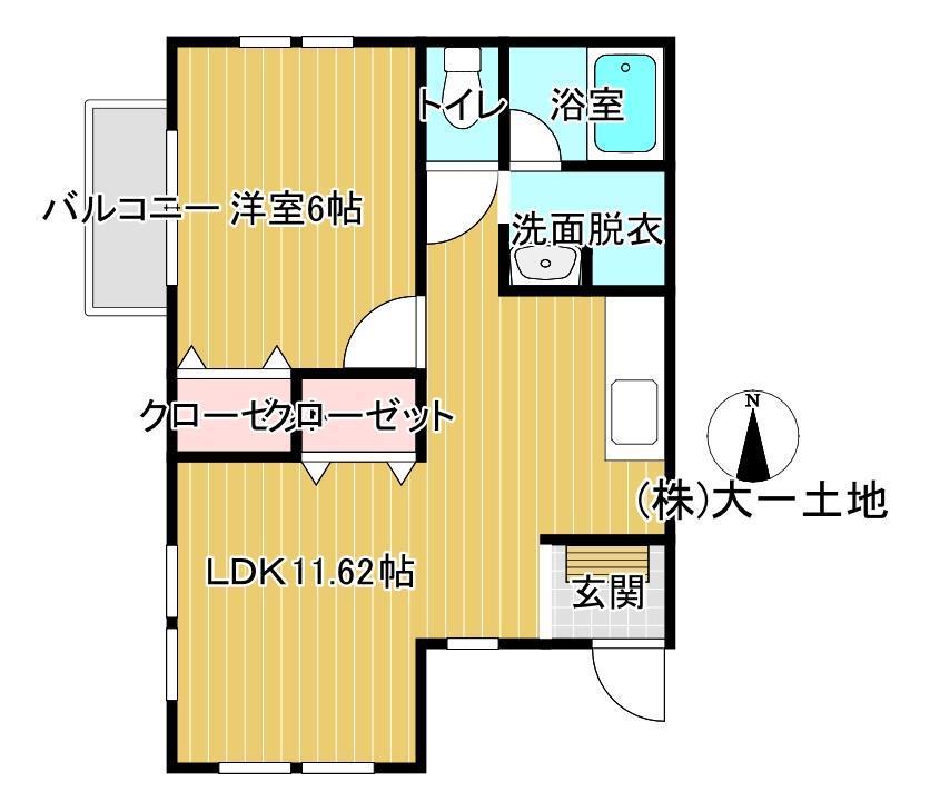 アヴォンリーA(1LDK/1階)の間取り写真