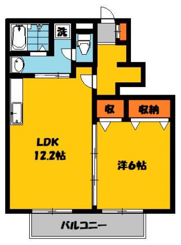 ムゲンハイツ A(1LDK/1階)の間取り写真