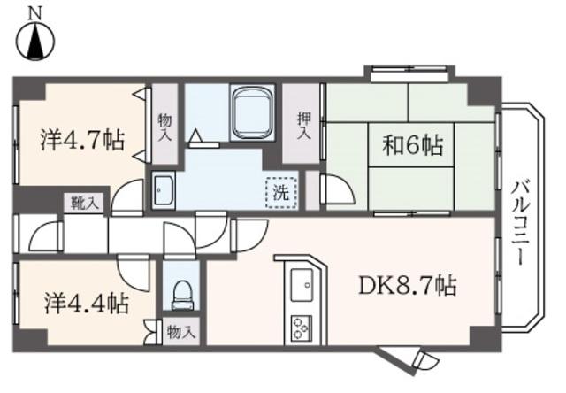 日神パレステージ湘南台(3DK/3階)の間取り写真