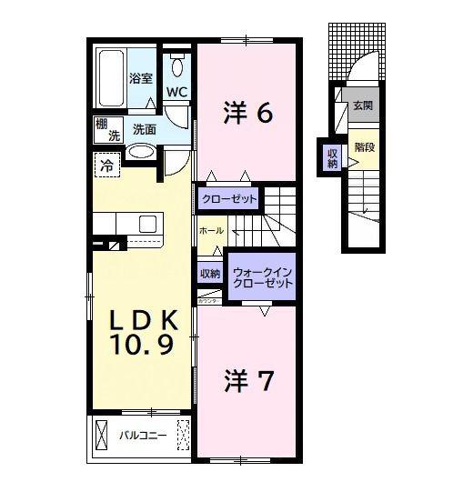 プリートA(2LDK/2階)の間取り写真