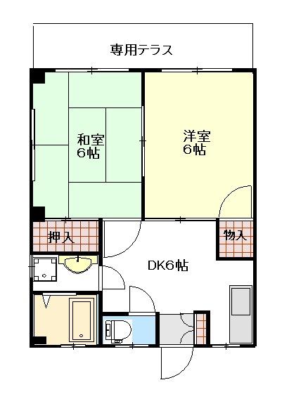 メゾン小川Ⅱ(2DK/1階)の間取り写真